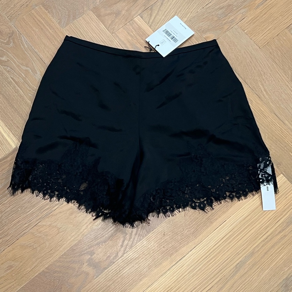 Reformation Fern Black Satin Lace-Trim Shorts Size S - Picture 5 of 6
